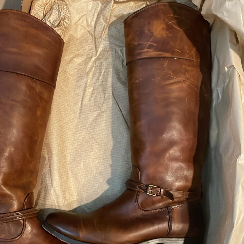 EUC Frye Melissa Seam Tall Boots Cognac Leather size 8B - Picture 3 of 10